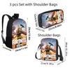 3Pcs Set School Backpack With Front Pocket & Crossbody Bag & Pencil Bag,Cartoon Fortnite For Age 6-10,Lightweight For Boys Girls