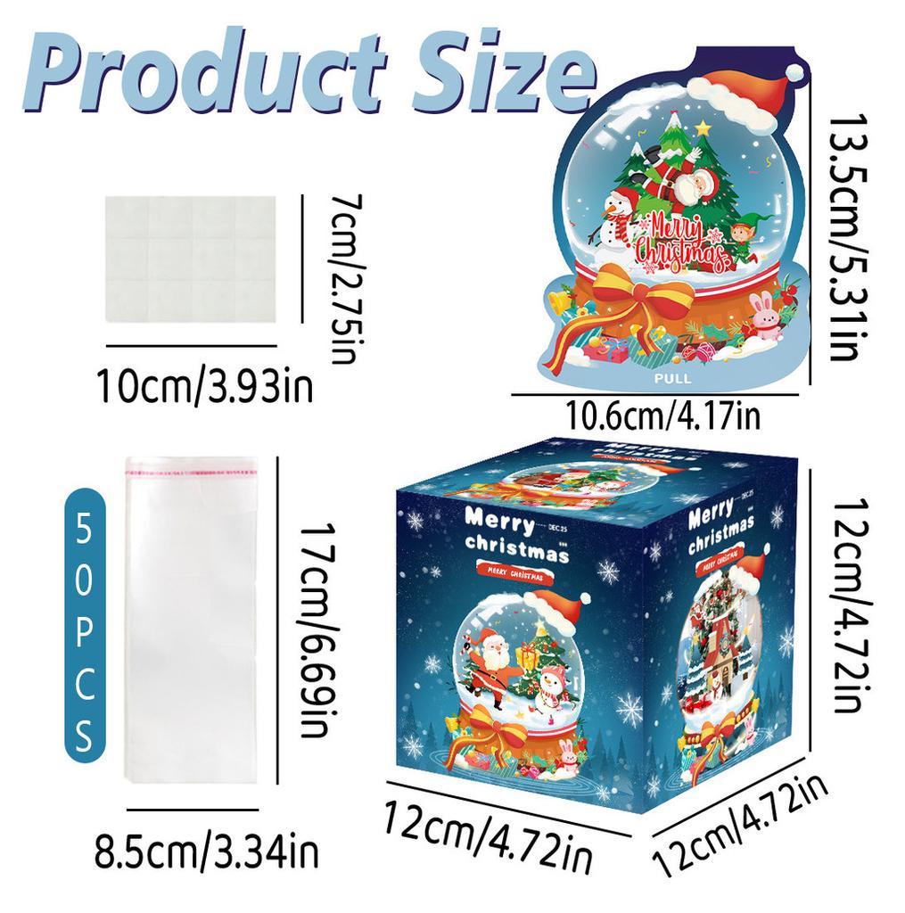 Themed Christmas Blue Crystal Ball Pattern Gift Box Atmosphere Decoration Prop