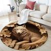Wolf, Gorilla, Fox, and Wildebeest  Round Area Rug,Carpet Rug for Living Room Bedroom Sofa Playroom Decor,Non-slip Floor Mat