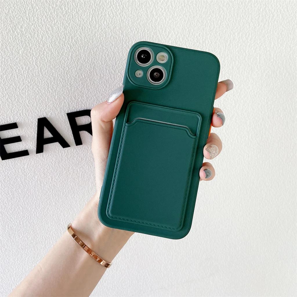 Měkký silikonový držák na karty pouzdro na telefon pro iPhone 16 15 14 13 12 Pro Max Mini Plus kontrastní barva tlačítka nárazuvzdorný zadní kryt