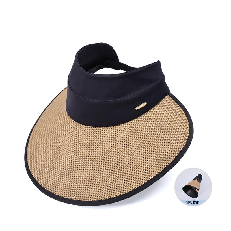 

8435 New vinyl large brim empty top hat Children s summer outdoor sunshade sunscreen hat Versatile face covering sun hat