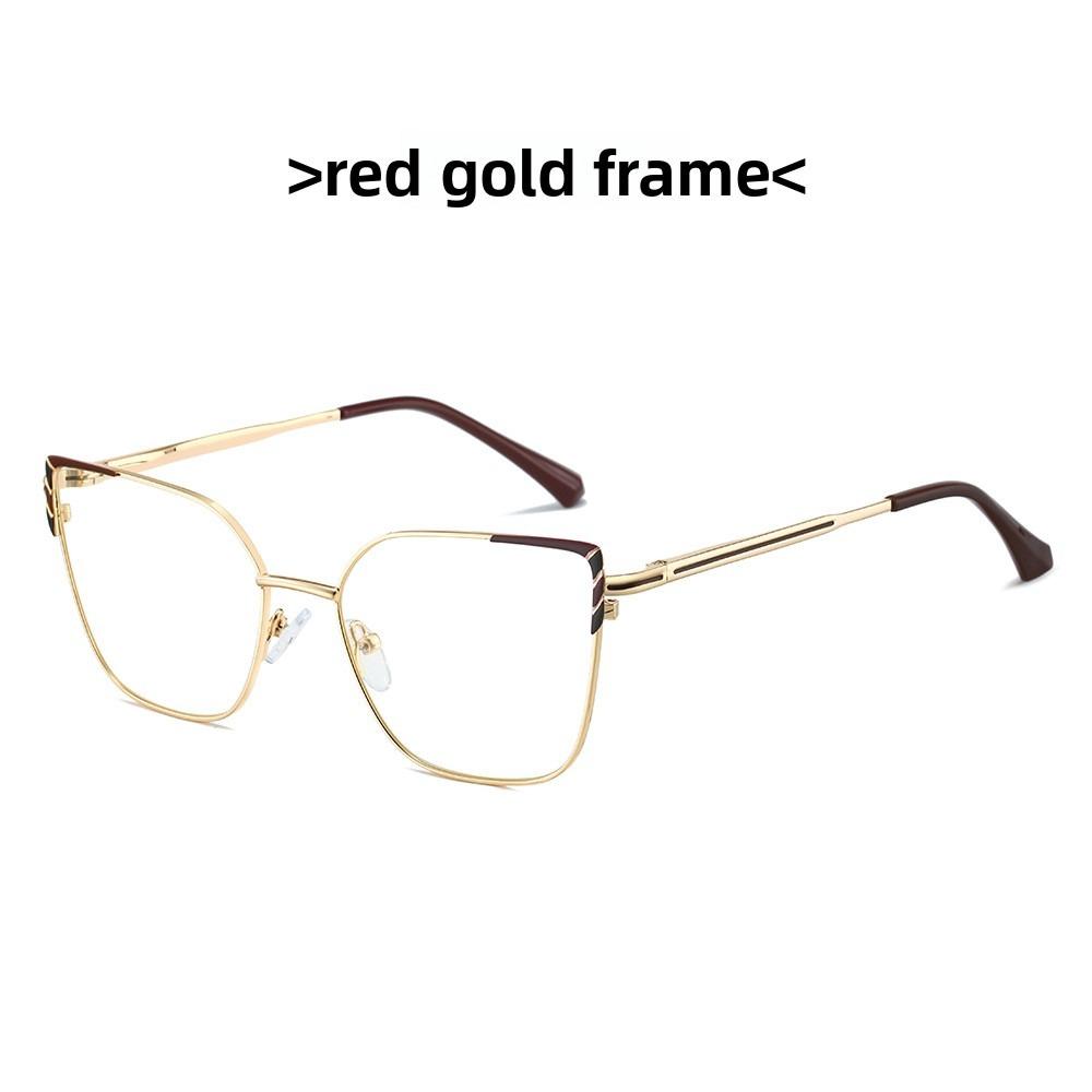 53-17 Women's Anti-blue Light Reading Glasses Cat's Eye Metal Fashion Personalized Women's Myopia Different Degrees -1.50