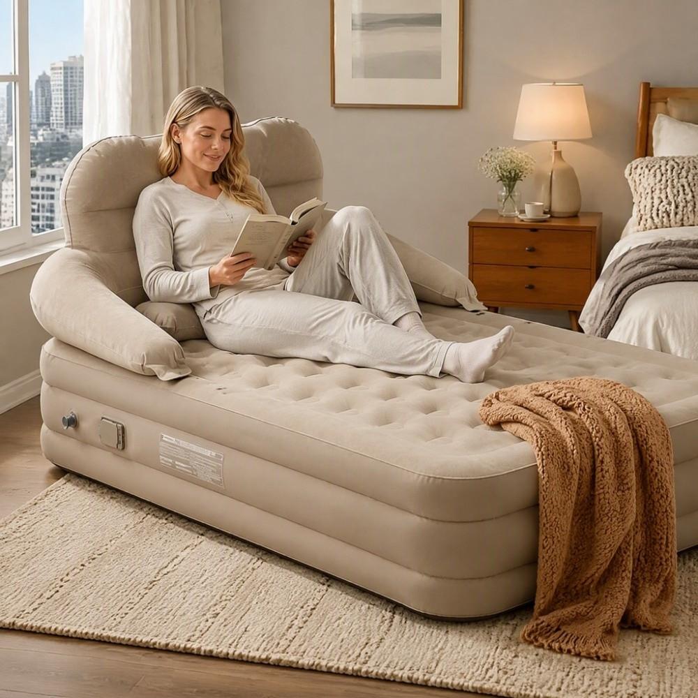 Automatic Inflation Inflatable Bed With Bedside Table Thickened Mattress Skin-friendly Increase Height Air Cushion