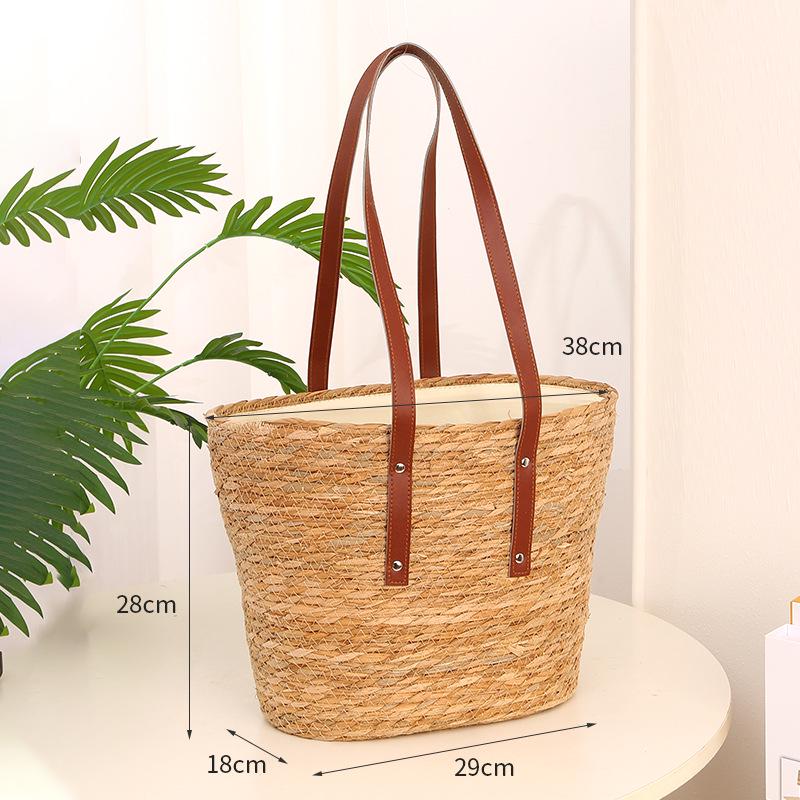 

2025 Summer Straw Woven Women s Shoulder Bag: Simple, Versatile Tote with Rural Charm