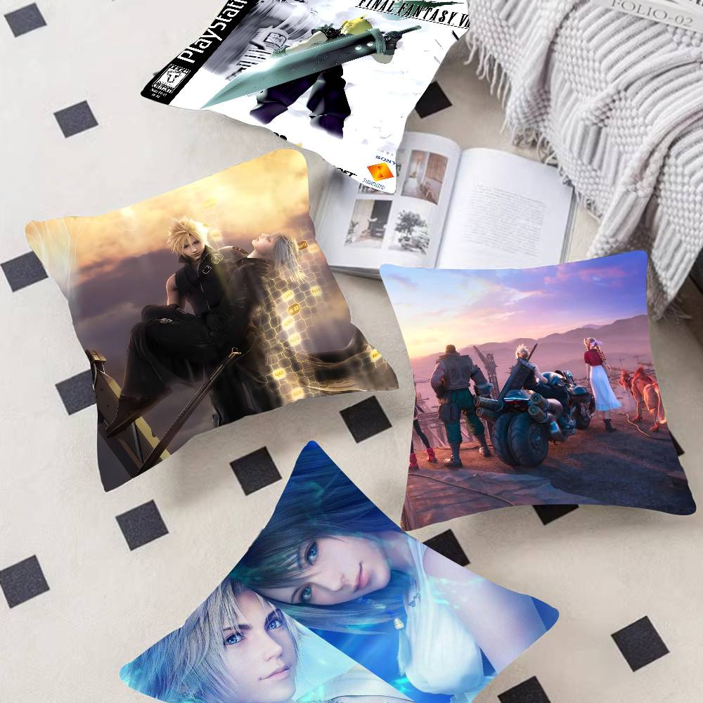 Game F-F-Final Fantasy 7 Double-Sided Printed Pillow Cover Short Plush Suitable Living Rooms Bedrooms Sofas Throw Cushion Cover