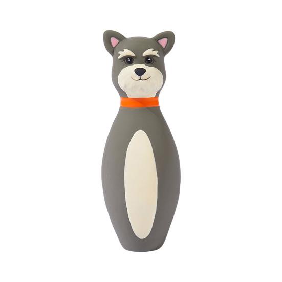 Latex Dog Chew Toy for Small Medium Large Dogs Bowling Shaped Interactive Squeaky Bite-Resistant Teething Toy for Stress Anxiety Relief