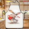 An Apron Themed with a Rabbit Holding a Heart Image, Reusable, Easy, Lightweight, Multifunctional, Suitable for Kitchen And Dining, Cooking, Barbecuin