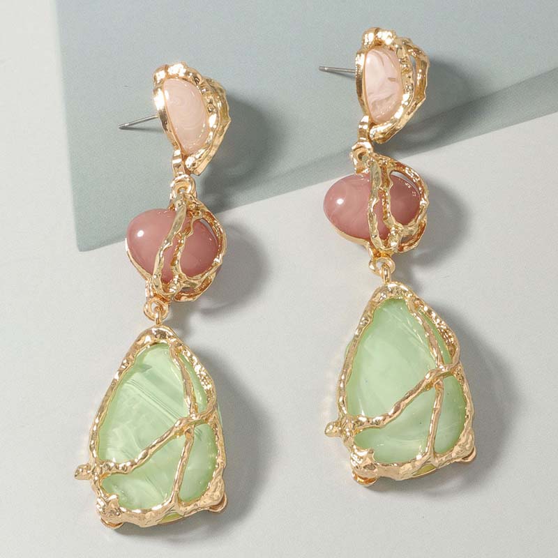 Bohemian Colorful Resin Pendant Earrings For Women Luxury Crystal Geometric Long Tassel Drop Earrings Statement Jewelry Gifts