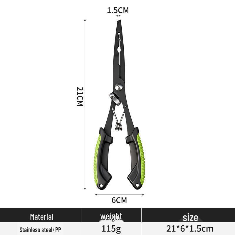 Premium Stainless Steel Multi-Functional Lure Pliers with Non-Slip Handle and Hook Remover Line Cutter for Fishing Tackle.