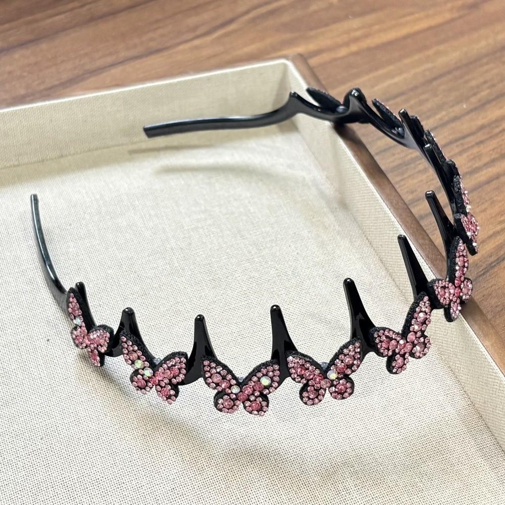 Elegant Non‑Slip Wave Teeth Headband Rhinestone Flower Hair Hoop Home