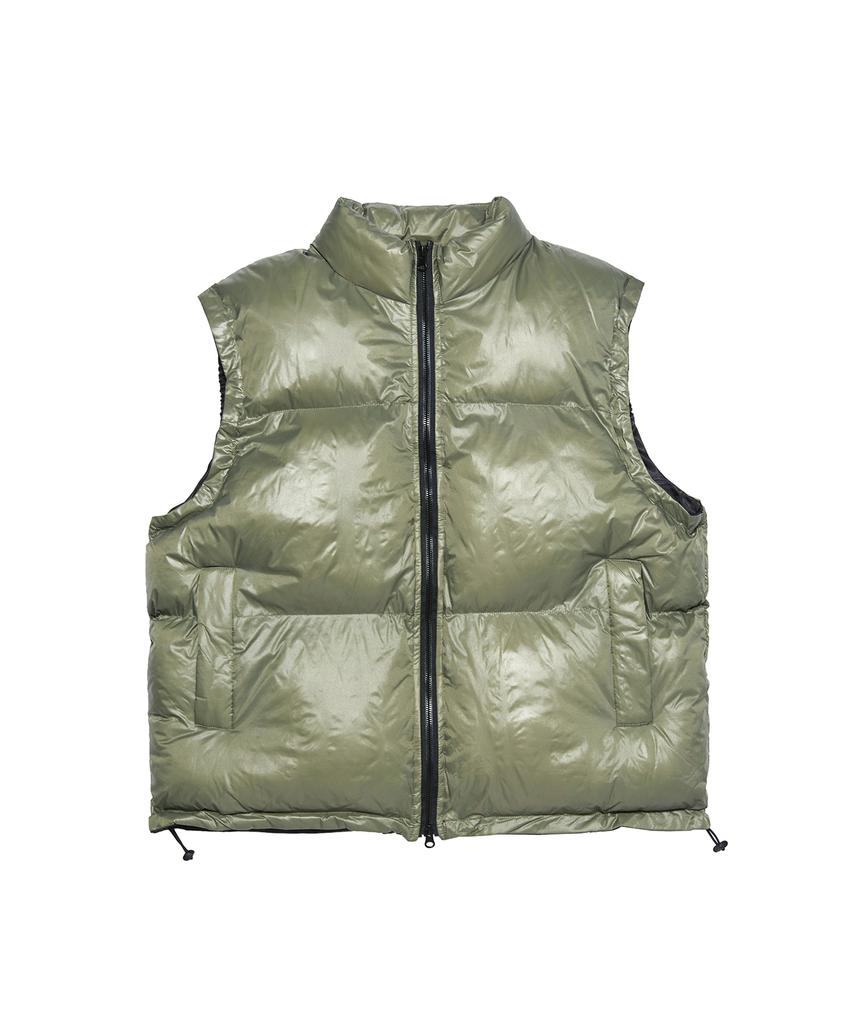 Apostrophe Comma High-Gloss Two-Way Padded Vest (Khaki)