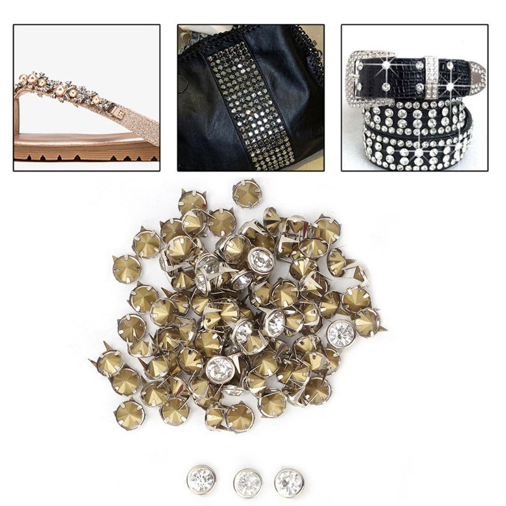 100pcs Crystal Inlay Decorative Metal Studs DIY Leather Craft Studs Leather Craft Decoration