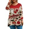 Women's Fashion Large Size Round Neck Long Sleeve Casual Halloween Print Loose Pullover Top