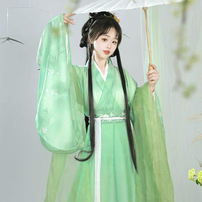 Chinese Wei And Jin Dynasty Style Hanfu, Waist-length Top And One-piece Skirt Women's Suit
