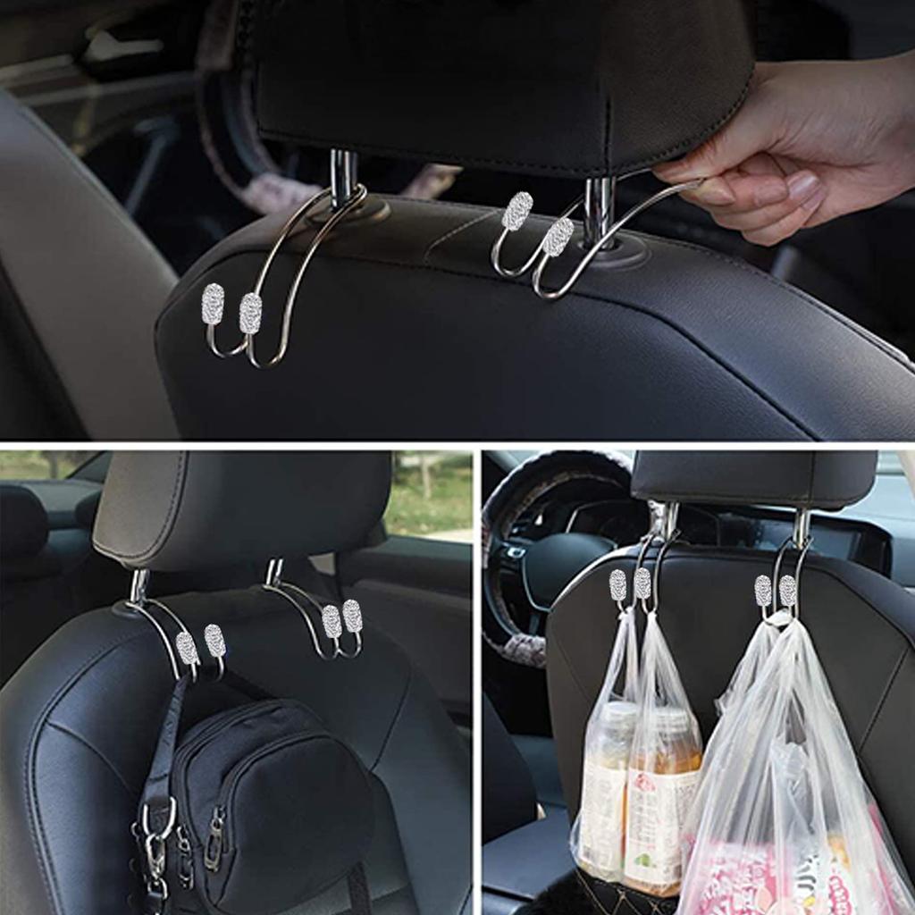 RICISUNG Car Seat Car Convenient Car Seatback Crystal Car Mini Cargo Car Storage Hook, Accessories, Accessories, Pocket, Hook, Hook, Hook, (White)