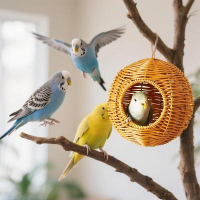 Hummingbird Nest Imitation Rattan Finch House Woven Shelter Pet Hut For Sugar Glider Ferret Canary Cockatiel Conure Small Animal