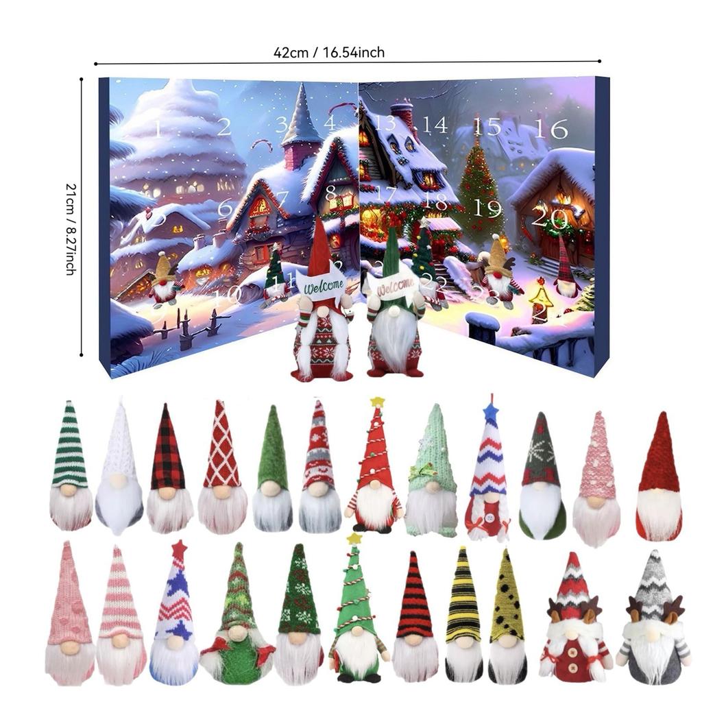Jultomte Helgdagar Adventskalender Tomtedockor med Överraskningsleksaker 24 Dagar Jul Nedräkningskalender för Barn Pojkar Flickor