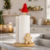 Handmade Wooden Holiday Gift Christmas Paper Towel Holder, Snowman And Tree Design, Rustic Decor for Dining Table Decorative Roll Holder Kitchen