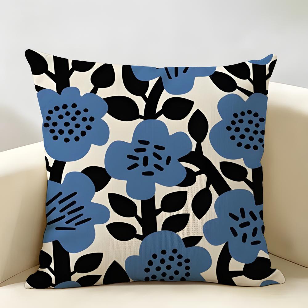 Colorful Pretty Flower Cushion Cover Durable Hypoallergenic Organic Linen Short Pillow Cover Washable
