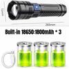 COB Flashlight Built-in Battery Flash Light Emergency Spotlights 4km 2000LM Most Powerful LED Flashlights Type-C Charging