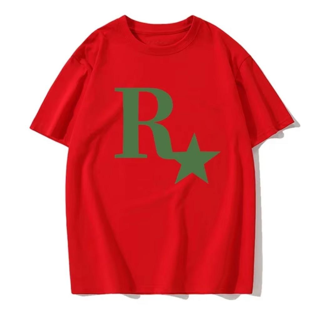 R Star Original Printed Pure Cotton T-shirt for Men and Women Same Style Couple Short Sleeved Clothes Pure Cotton Short Sleeved