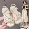 Fairy wind sandals female skirt 2025 new summer muffin platform flower beach shoes Internet celebrity Roman shoes tide