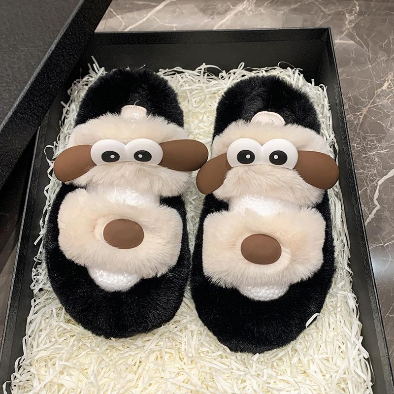 Cartoon Cute Fluffy Drag Women Wear 2025 Autumn New Thick Bottom Height Increase Small Home Versatile Cotton Slippers