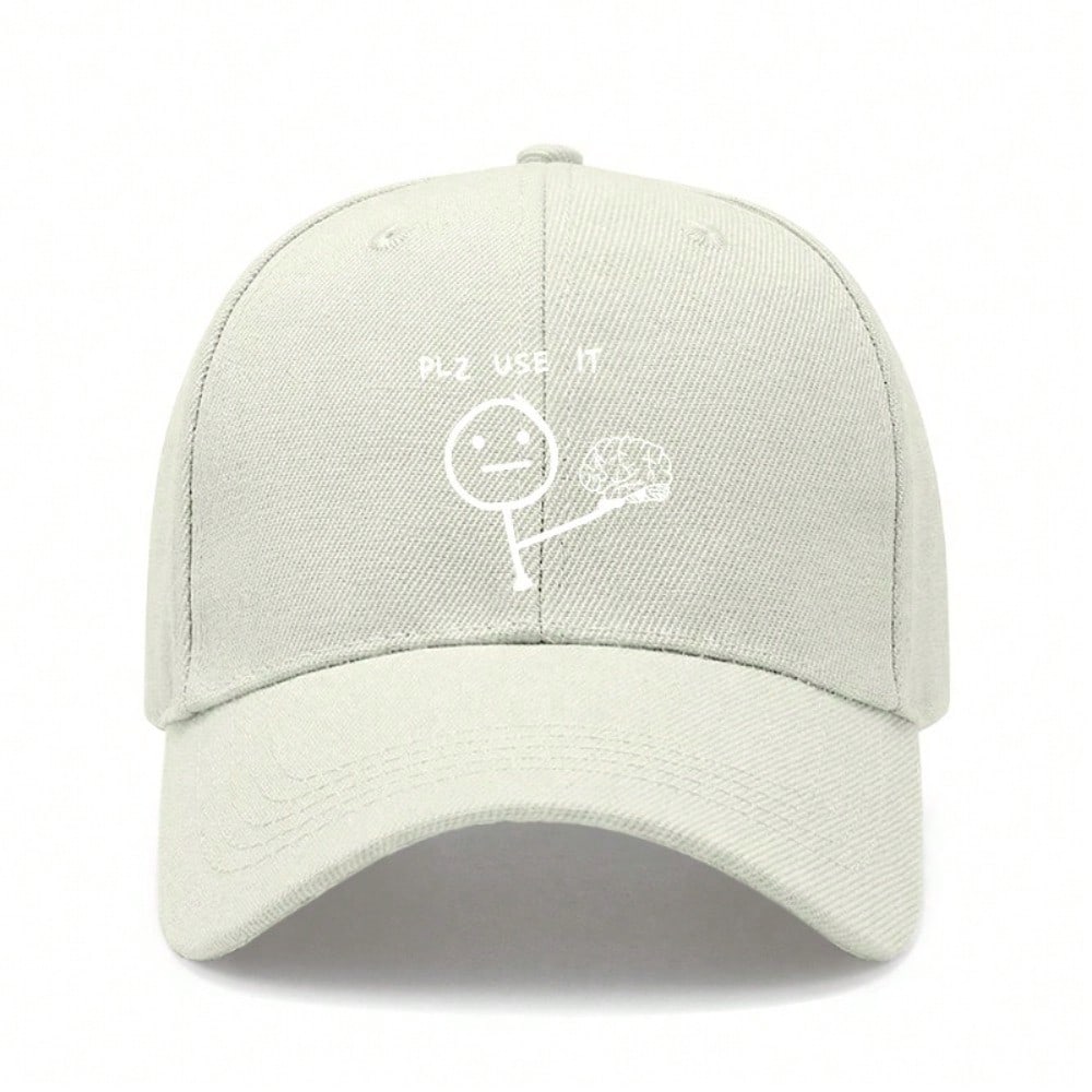 [Humorous Baseball Cap] Funny Letter "PLZ USE IT" Print Polyester Adjustable Breathable Casual Outdoor Sports Baseball Hat For Men Women