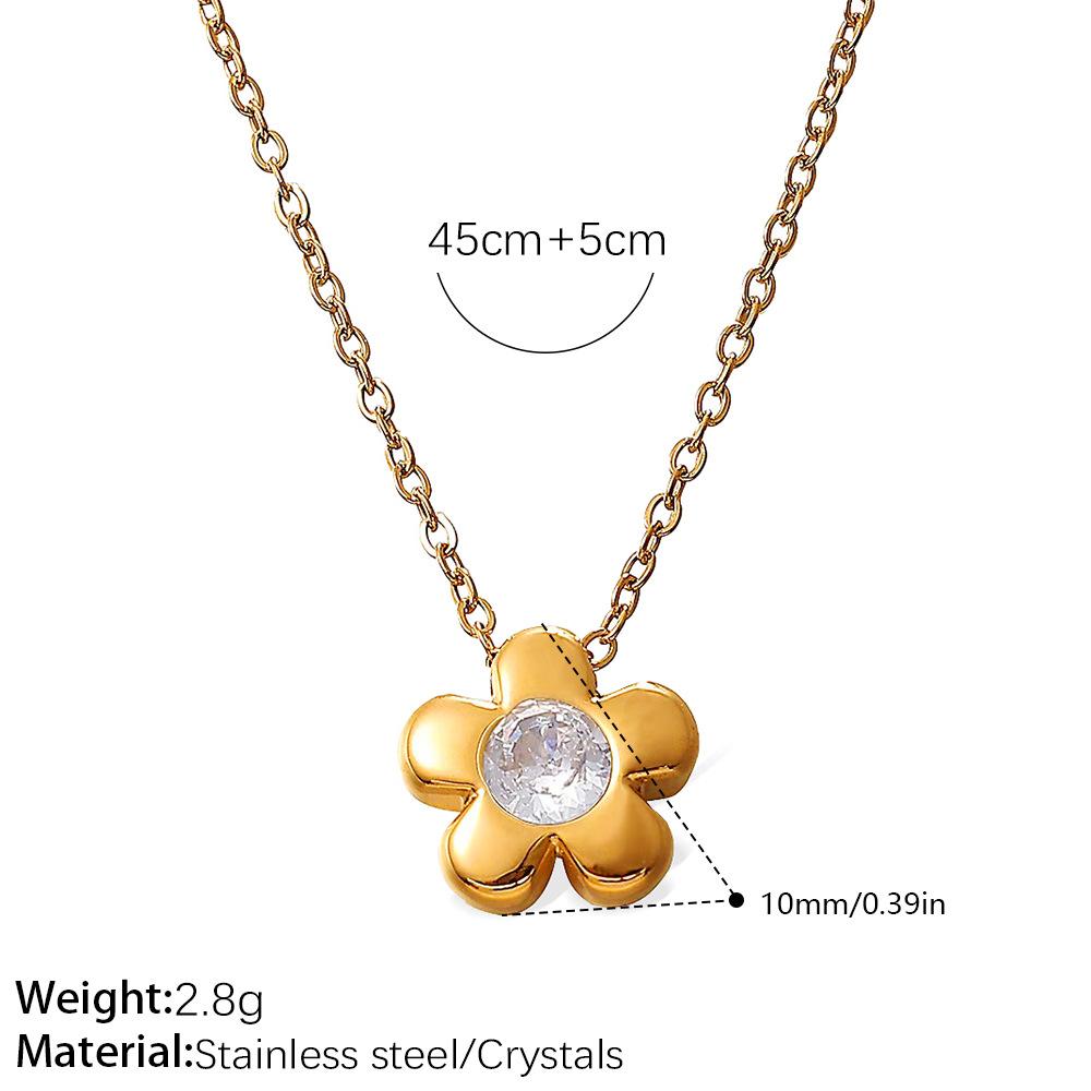 Trendy Retro Round Brand Engraved Rose Pendant Necklace Fashionable Simple Versatile High-End Necklace