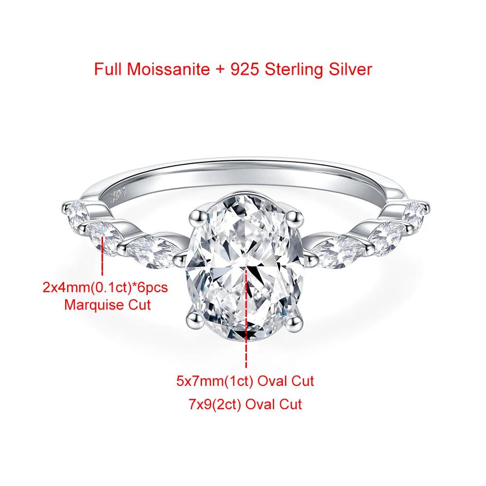 1ct 2ct Oval Cut All Moissanite Engagement Ring for Women CopperOval & Marquise Ring Wedding Bands Jewelry Gift