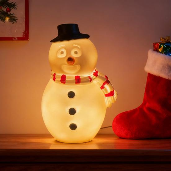 USB Powered Snowman Night Light Cute Christmas Desk Lamp with Warm Glow Holiday Decor for Office Bedroom