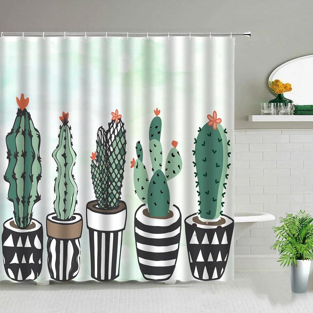 Africa Leopard Green Botanical Tropical Flowers Shower Curtains Summer Floral Pattern Jungle Animal Bird 3d Print Bathroom Decor W90xH180cm