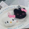 Black Pink Bow Kitty Plush Keychain Accessory