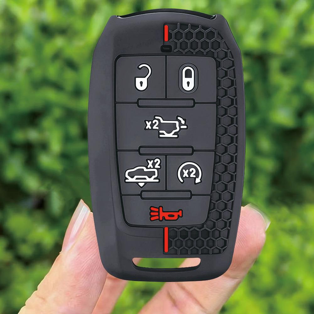 

6 Buttons Remote Key Case Keychain Shell Fob for Dodge RAM1500 RAM2500 TRX RAM 1500 Silicone Key Holder Cover Skin 2025 2020 чорний