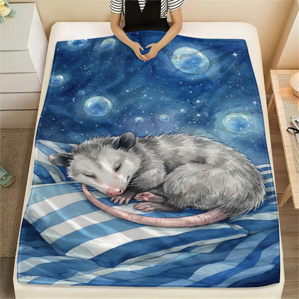 1PC Tropical Floral Art Print FlAannel Blanket, High quality Comfortable for All Seasons, Home Decor, Warmth and Comfort