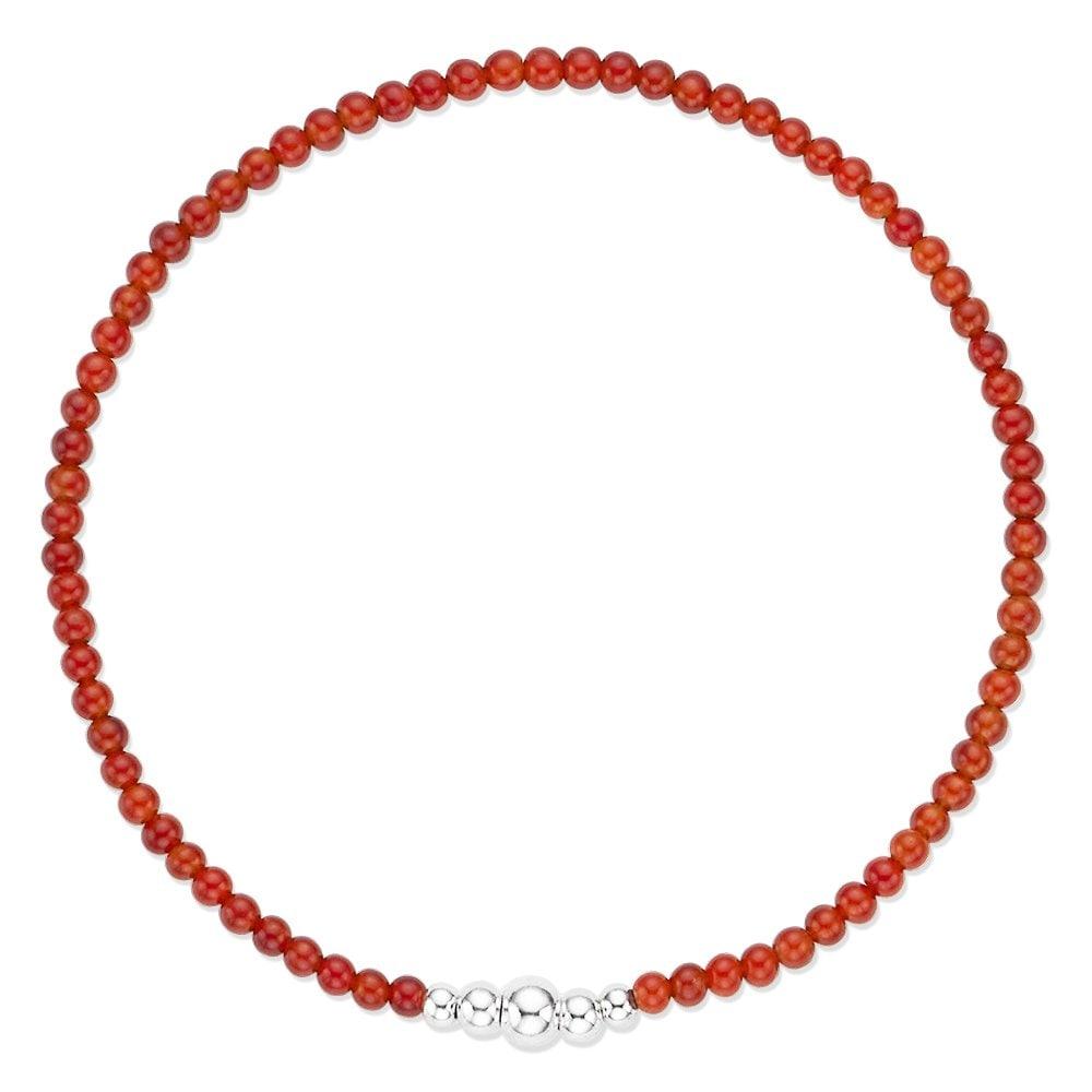 Silver925 Red Ball Onyx Gemstone Bracelet