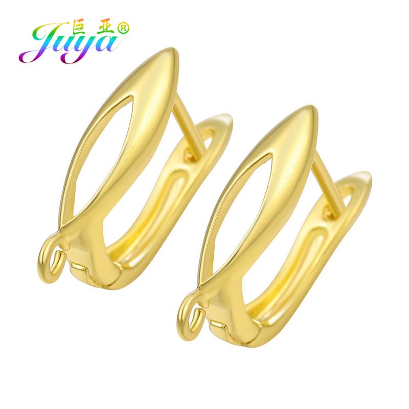 Juya Women Earrings Accessories 4 8Pcs/Lot Gold Silver Plated Shvenzy Ear Wire Fixture Fastener Bale DIY Earring Hooks Clasp