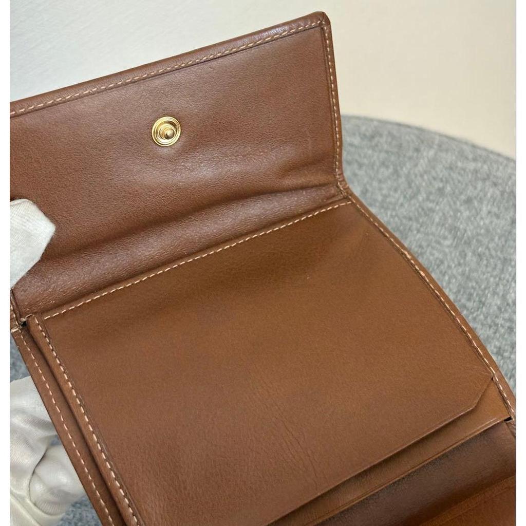 Used Celine Macadam PVC X Leather Beige Trifold Wallet Cw488