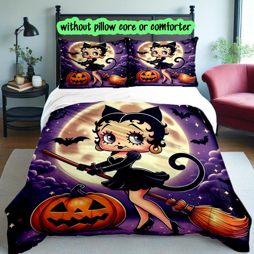 3pcs Duvet Cover Set, Betty Boop Digital Print Bedding Set, Soft Comfortable Bedclothes For Bedroom, Guest Room