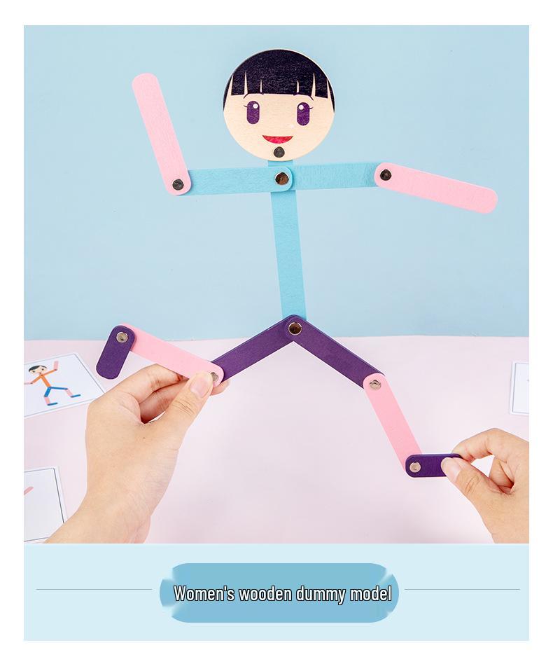 Flexible Bamboo Limbs Wooden Man Puzzle: Kids' Early Education Toy