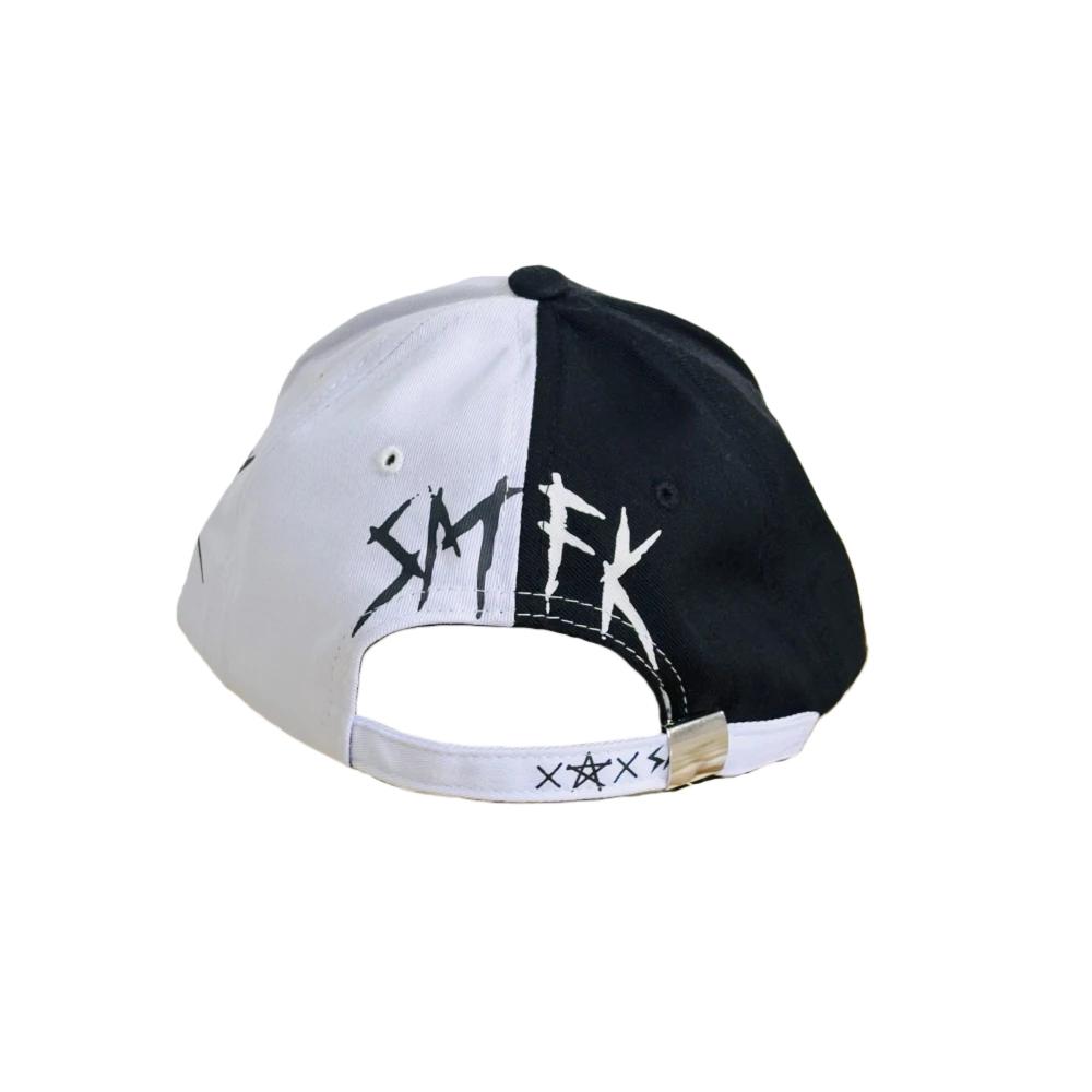 Hip-Hop Baseball Cap Unisex Black White Graffiti Peaked Hat with Iron Ring Street Style