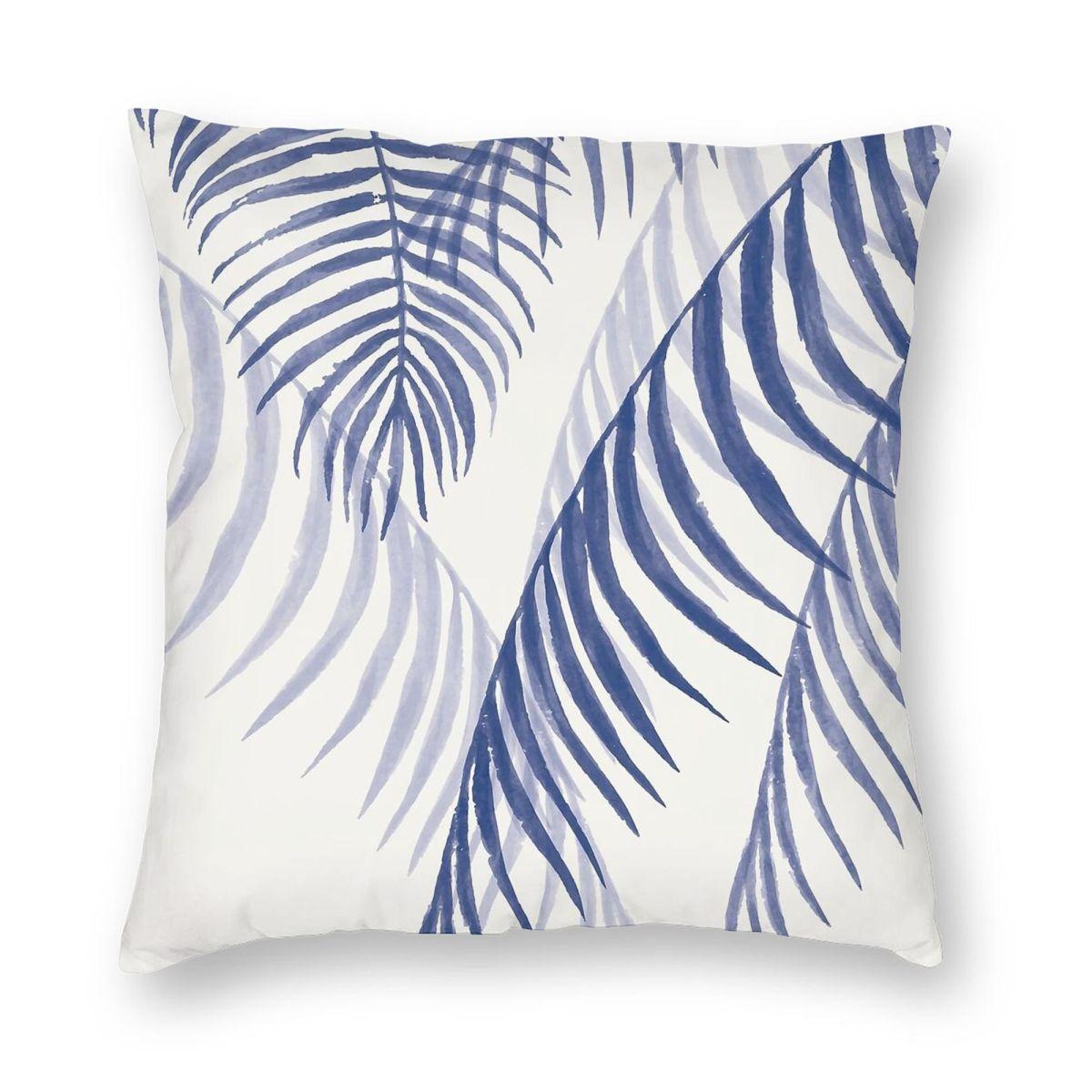 

Blue Palms Leaves Pillowcase Polyester Linen Velvet Printed Zip Decor Throw Pillow Case Bed Cushion Cover 45x45 30x30cm 12x12in