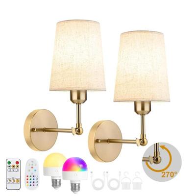 American-Style Wireless RGB Wall Sconce with Remote - Battery Powered for Bedroom, Corridor, or Living Room