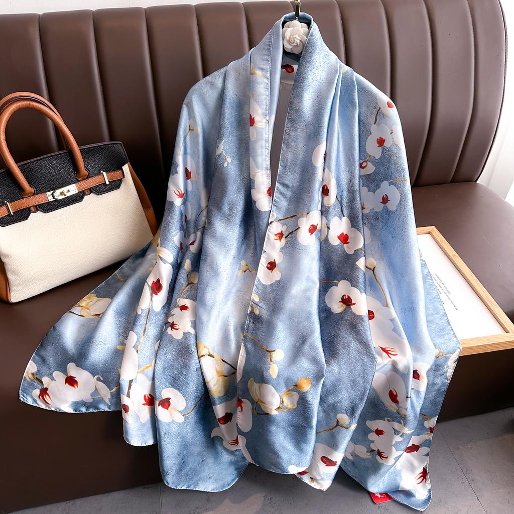 Spring Scarf Women'S Luxury Design Scarf Silk Smooth Scarf Soft Muslim Headband Shawl Beach