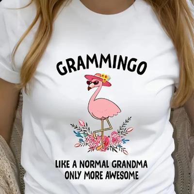 Fashion Women Flamingo Flower Alphabet Print T Shirt Funny Casual O-neck Short Sleeves T-shirt Summer Female Tee Shirt
