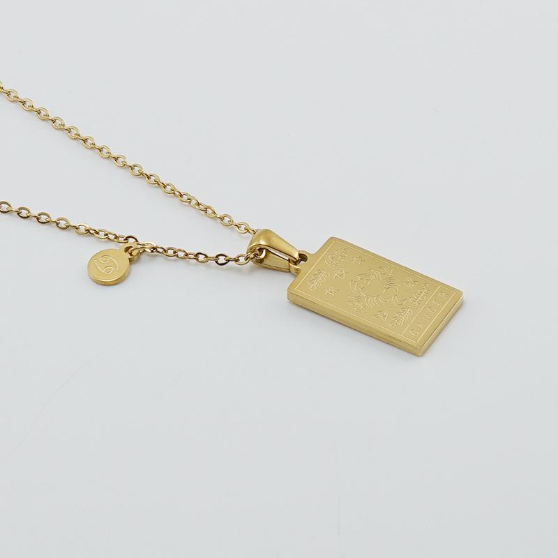 12 Constellation Necklace Women's 18K Exquisite Square 12 Constellation Tag Collarbone Chain 2026