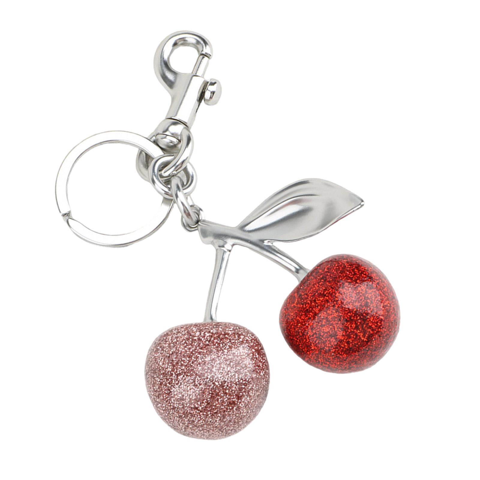 

Блестящий 3D брелок-подвеска в виде вишни, модный аксессуар в форме фрукта, портативное украшение для сумки для женщин серебряный