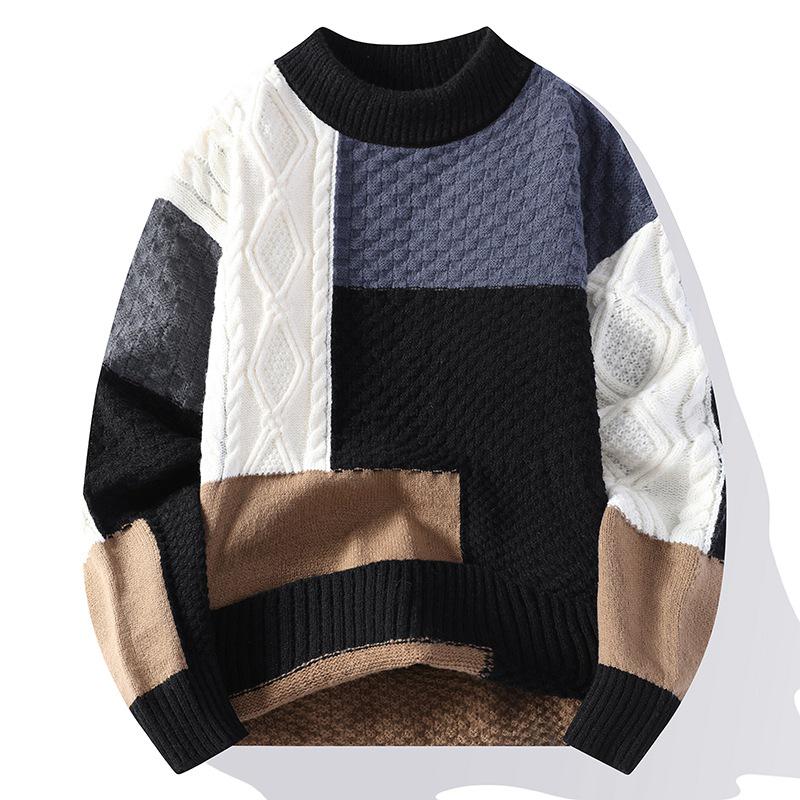 Trendy Men s Loose-Fit Wool Sweater - Round or Half-High Neck Knitwear 3XL