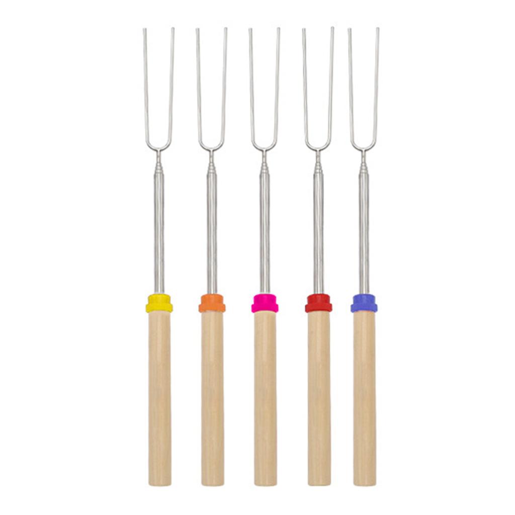 5/10/12pcs Adjustable Telescopic Barbecue Forks Metal Skewers Roasting Stick Suitable for Eating BBQ Dinner Dessert