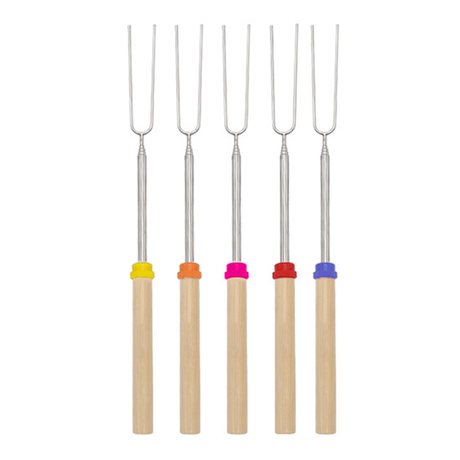 

5/10/12pcs Adjustable Telescopic Barbecue Forks Metal Skewers Roasting Stick Suitable for Eating BBQ Dinner Dessert